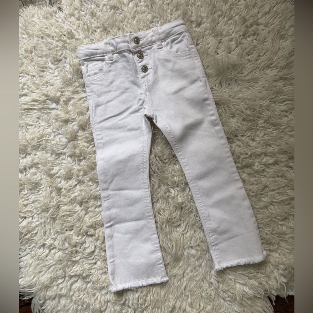 Zara Kids White Jeans with Button Detail